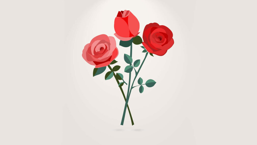 Minimalist Floral Wallpaper: Three Blooming Roses on Soft Background