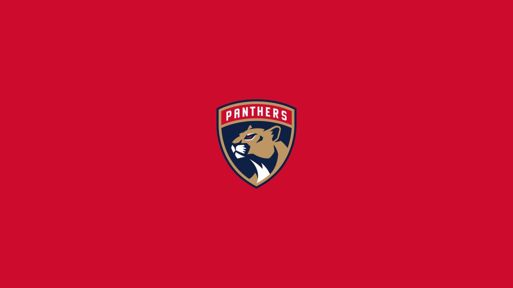 Florida Panthers NHL logo on vibrant red background sleek minimalist hockey wallpaper