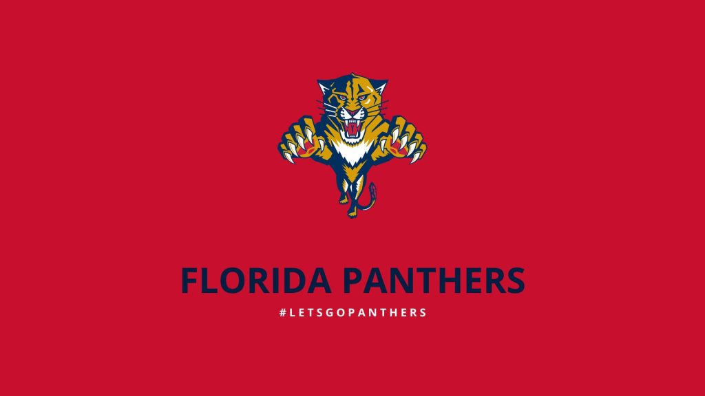 Minimalist Florida Panthers wallpaper with leaping panther logo and LetsGoPanthers hashtag