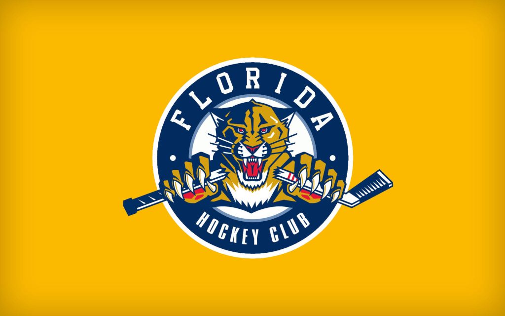 Minimalist Florida Panthers wallpaper NHL logo fierce panther hockey stick bold yellow background