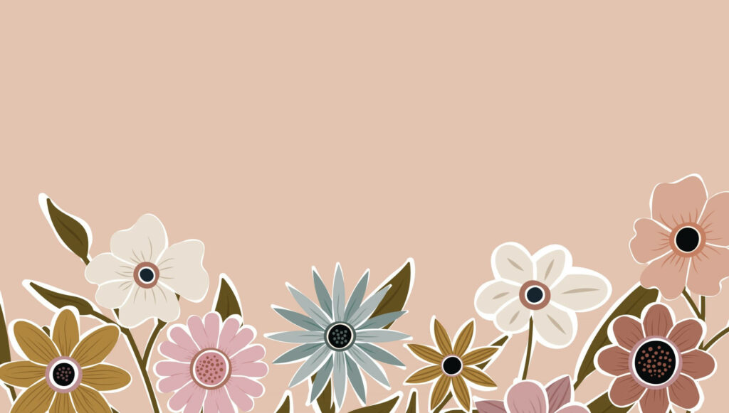 Serene Minimalist Flower Wallpaper: Pastel Beauty for Your Workspace