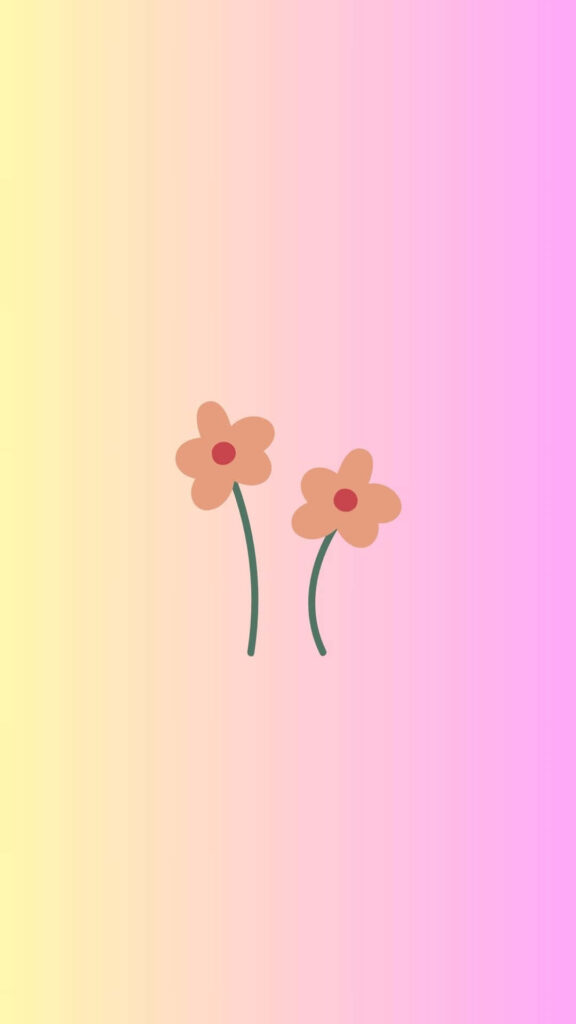 Minimalist Flower Wallpaper: Soft Yellow-Pink Gradient Background