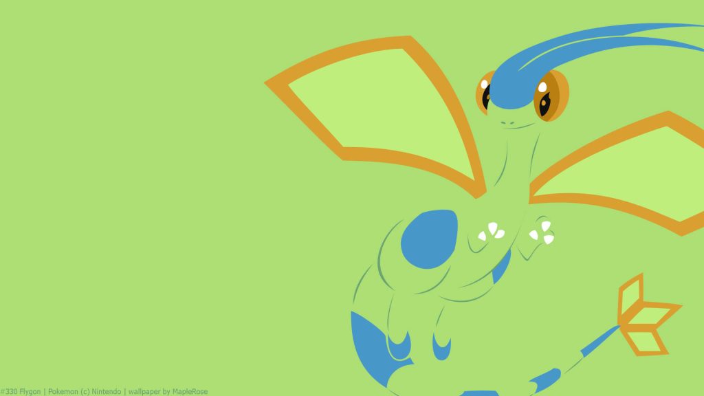 Minimalist Flygon vector wallpaper with blue orange accents on light green background desktop art