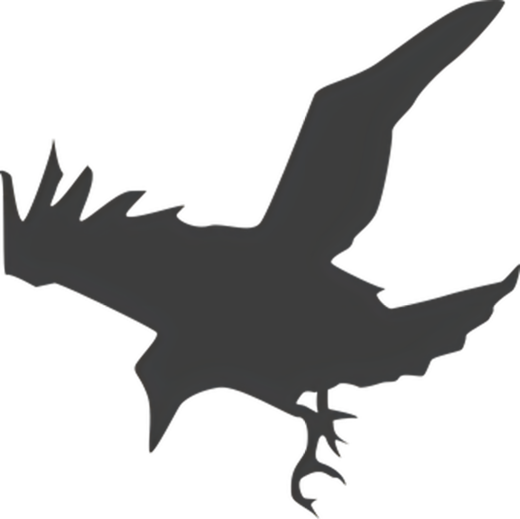 Minimalist Flying Crow Wallpaper: Black Silhouette on Transparent Background