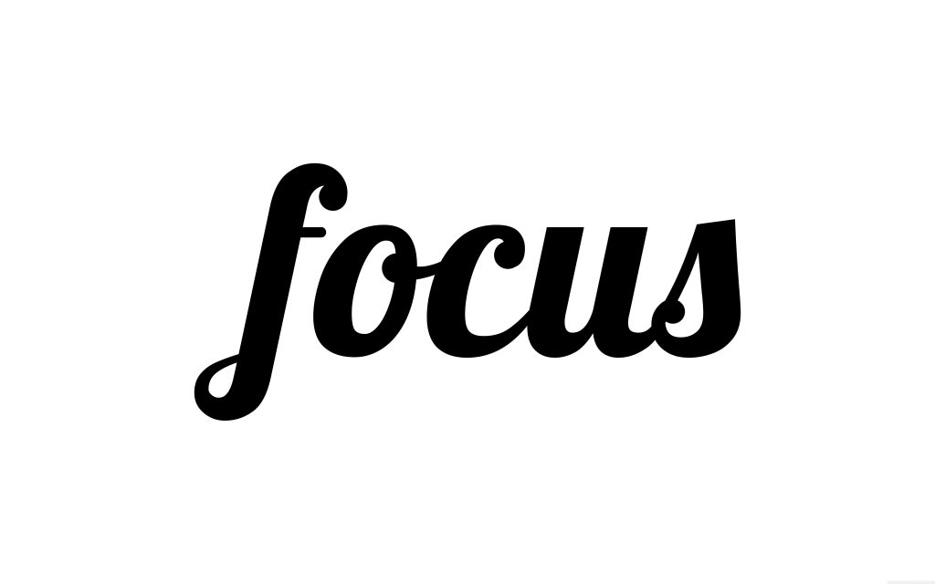 Minimalist black cursive focus text on white background motivational modern wallpaper design