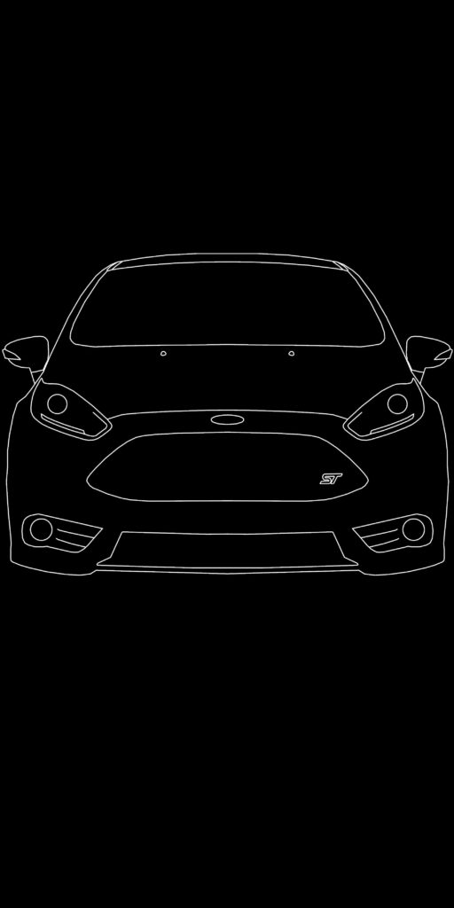 Minimalist Black-and-White Ford Fiesta ST Wallpaper Design