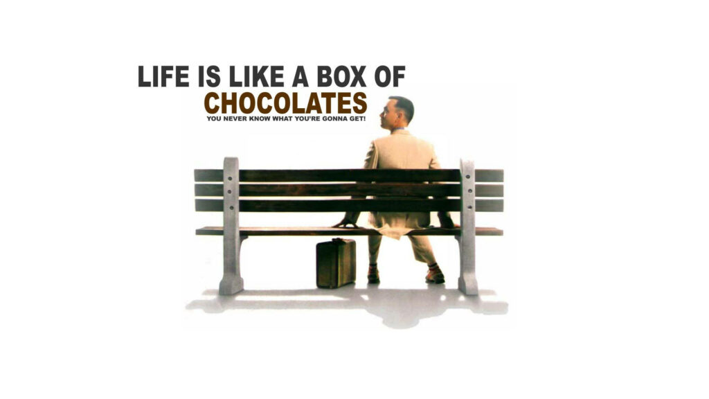 Minimalist Forrest Gump Wallpaper: Iconic Quote & Bench Scene