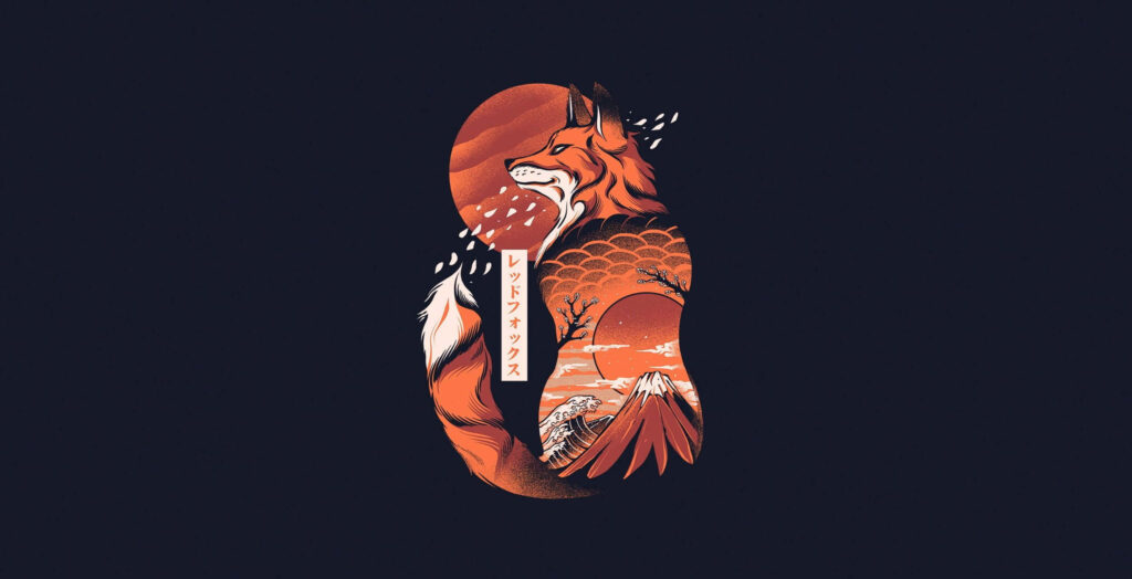 Minimalist Fox Wallpaper: Bold Nature-Inspired Artwork in Reds & Oranges