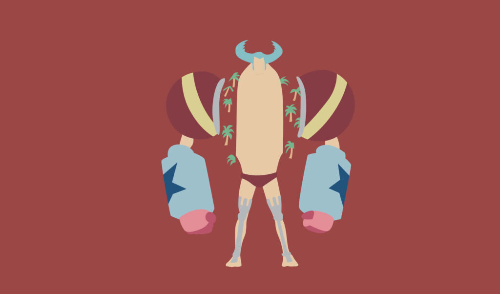 Minimalist Franky Wallpaper: One Piece Character on Maroon Background