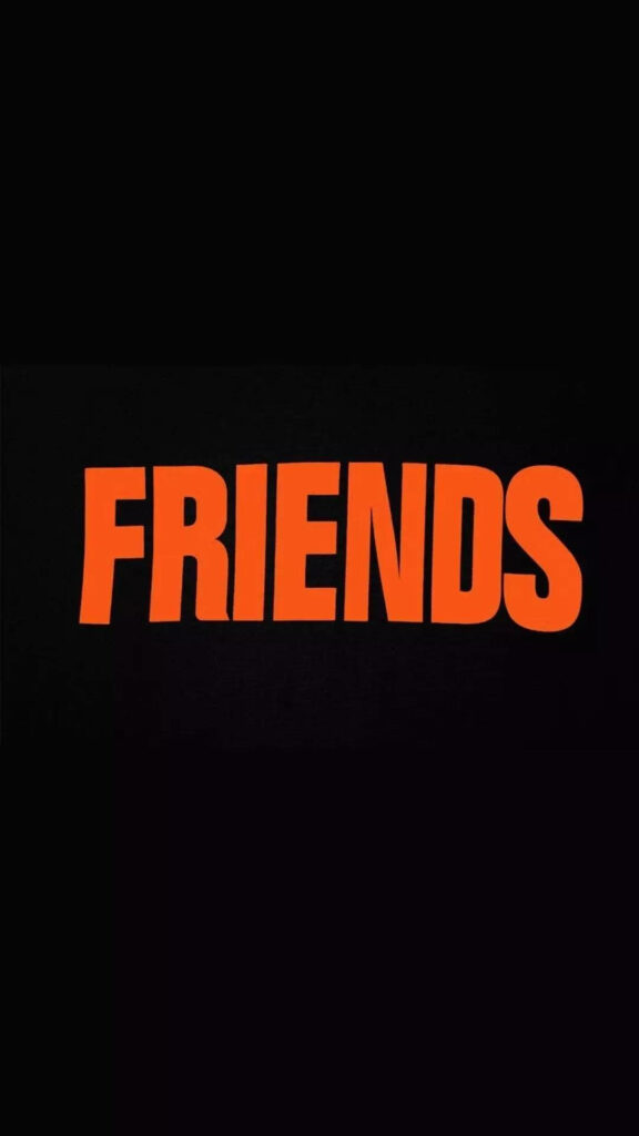 Minimalist Friends Logo Wallpaper: Bold Red on Black Background
