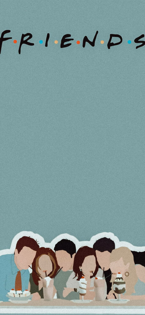 Minimalist Friends TV Show Wallpaper: Group Enjoying Milkshakes