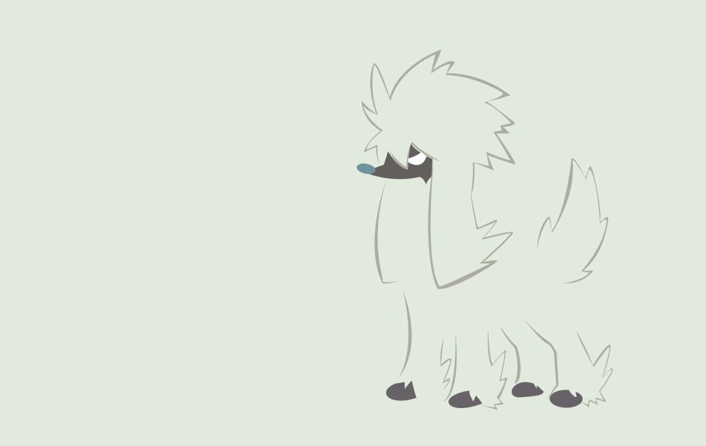 Minimalist Furfrou Pokemon wallpaper with clean lines and muted neutral tones for modern screens