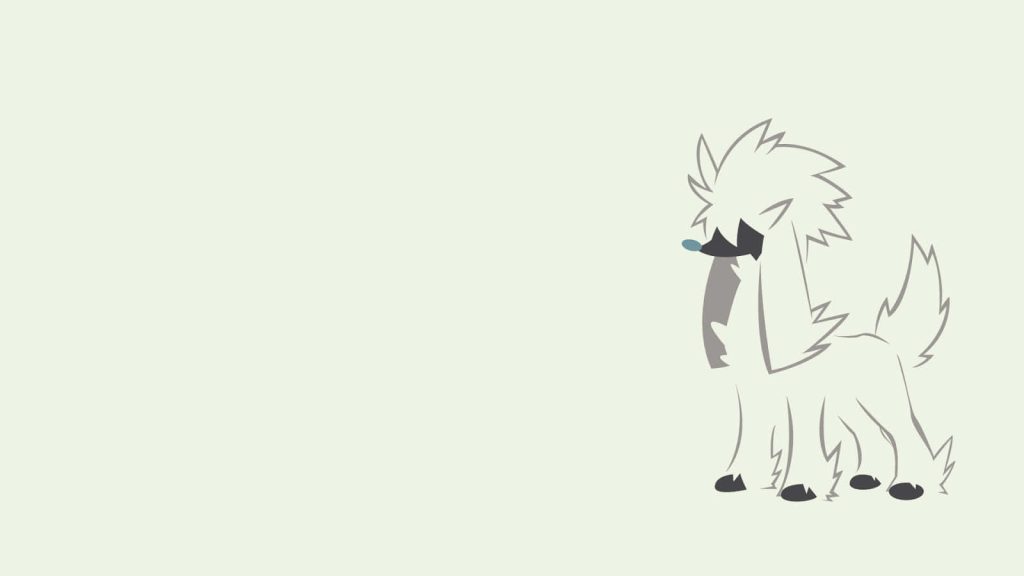 Minimalist vector wallpaper of elegant Furfrou silhouette in muted greys on soft off-white background