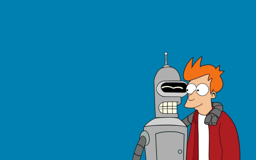 Minimalist Futurama Wallpaper: Fry & Bender's Iconic Friendship