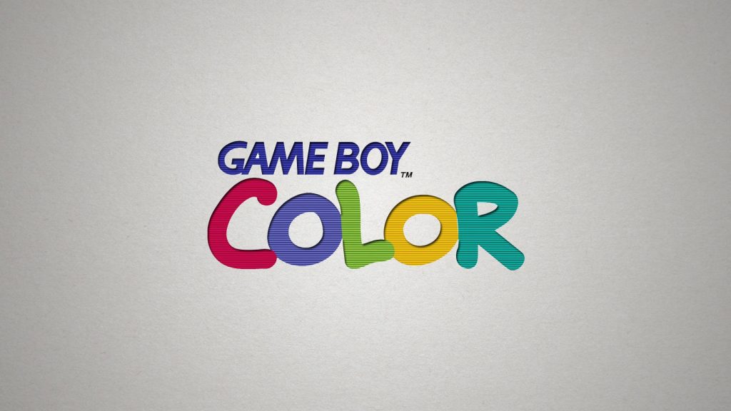 Minimalist Game Boy Color wallpaper with vibrant ribbed COLOR text and classic Nintendo logo