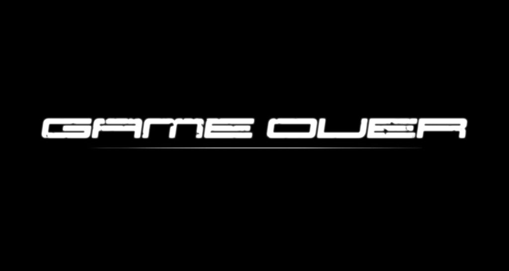 Minimalist GAME OVER wallpaper with futuristic white text on black background for gamers