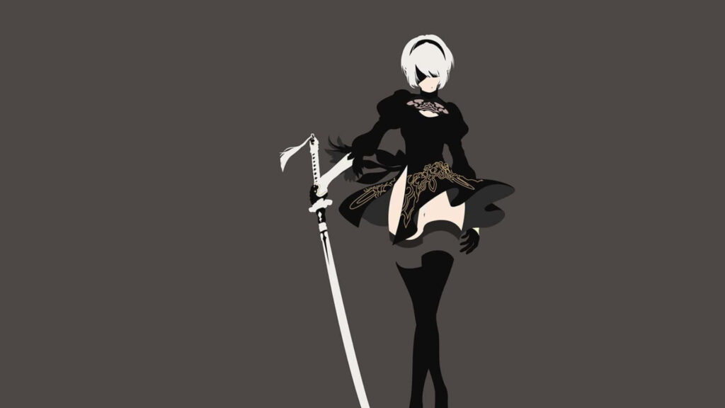 Minimalist Game Wallpaper: Futuristic Character on Dark Background