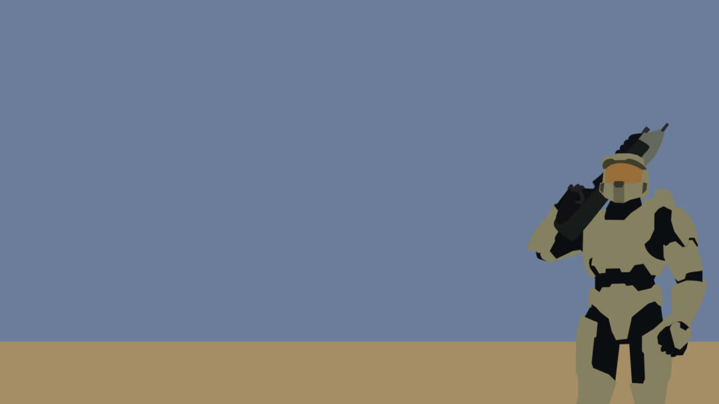 Minimalist Soldier Gaming Wallpaper: Sleek Blue-Gray Aesthetics