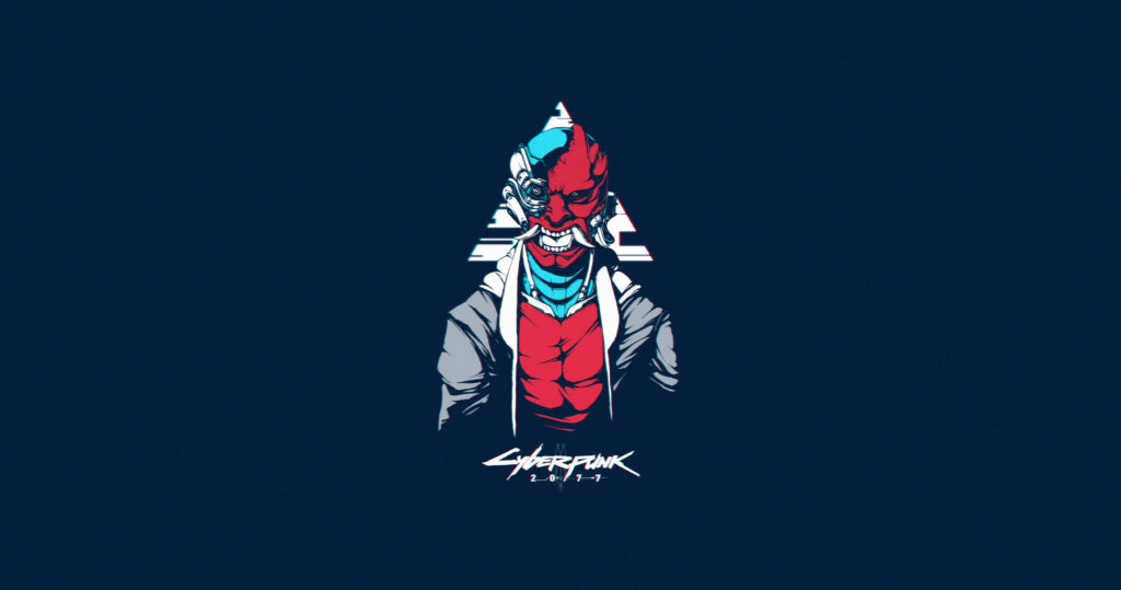 Minimalist Gaming Wallpaper: Intense Character on Dark Futuristic Background