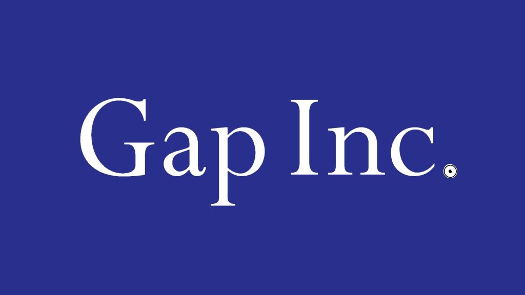 Minimalist Gap Inc logo in white serif on deep royal blue background high-resolution wallpaper