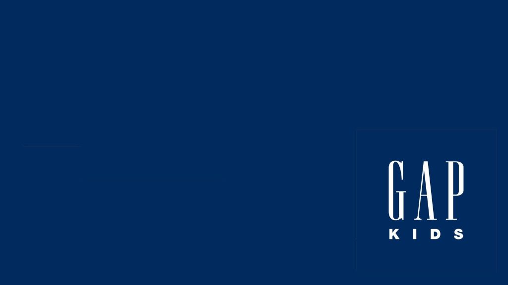 Minimalist Gap Kids wallpaper with white logo on deep navy blue background for desktops and mobiles