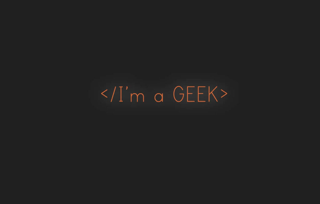 Minimalist Geek Wallpaper: Orange Text on Dark Background