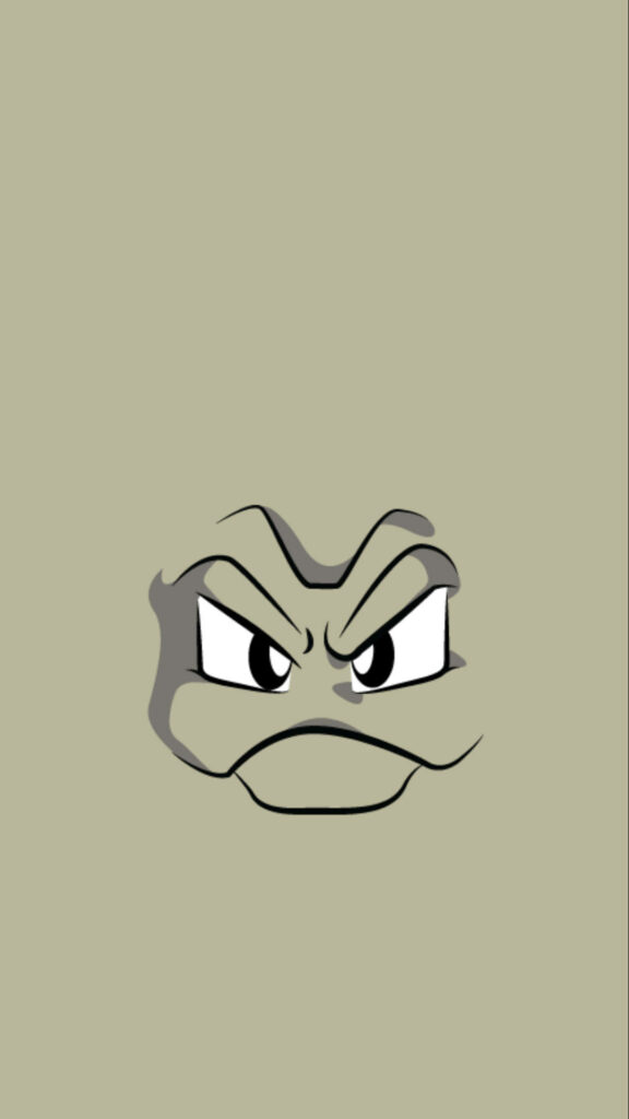 Minimalist Geodude Wallpaper: Gray Background & Intense Design