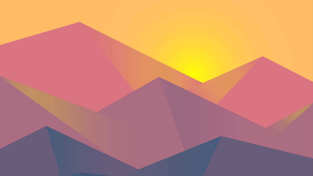 Minimalist Geometric Mountain Range Wallpaper in Purple, Pink & Blue
