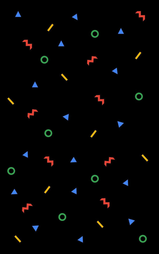 Minimalist Geometric Pattern Wallpaper in Primary Colors on Black
