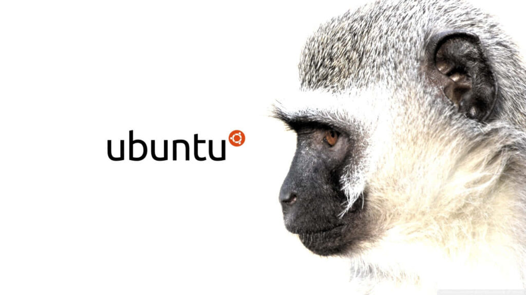 Minimalist Gibbon Wallpaper with Ubuntu Logo - Serene Design