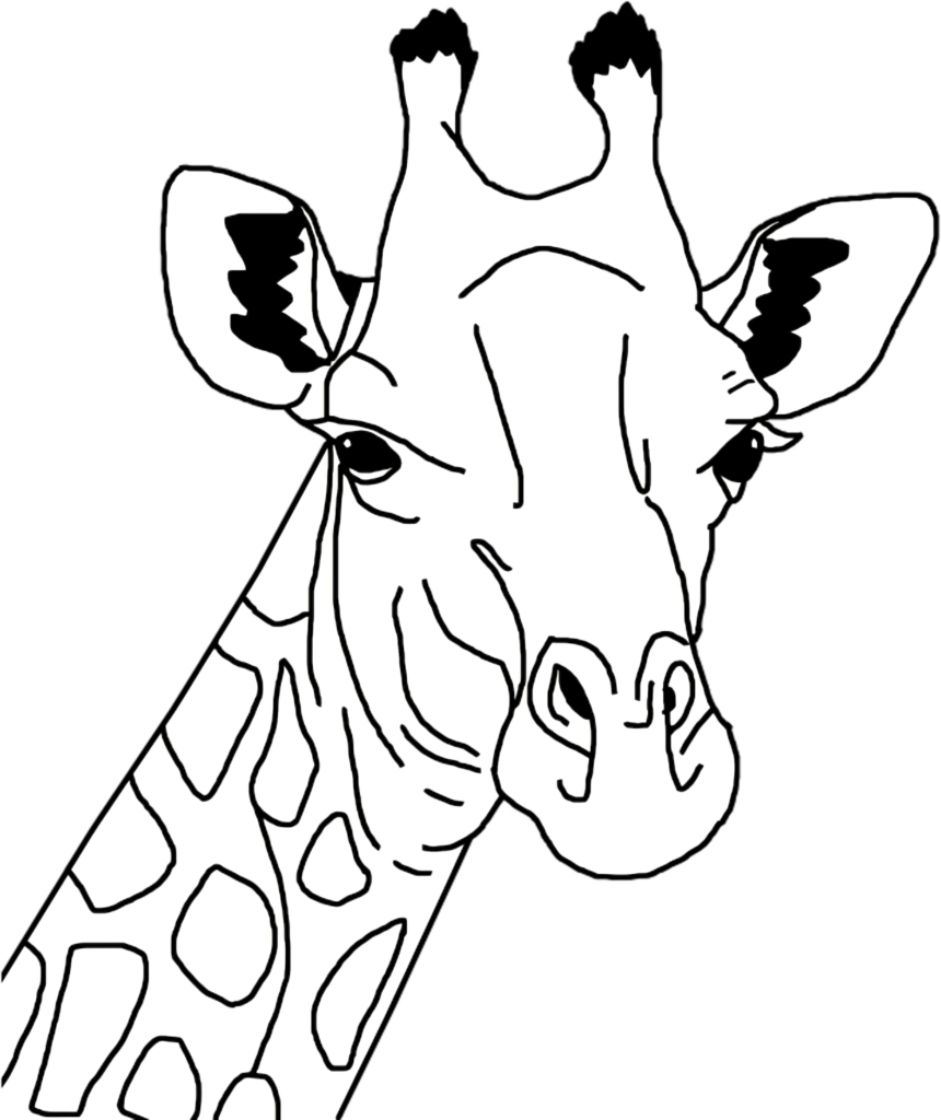 Minimalist Giraffe Line Art Wallpaper on Black Background
