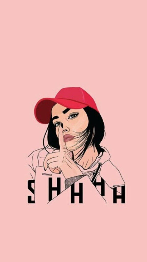 Stylish Minimalist Girl Wallpaper in Pink for iPhone Screens