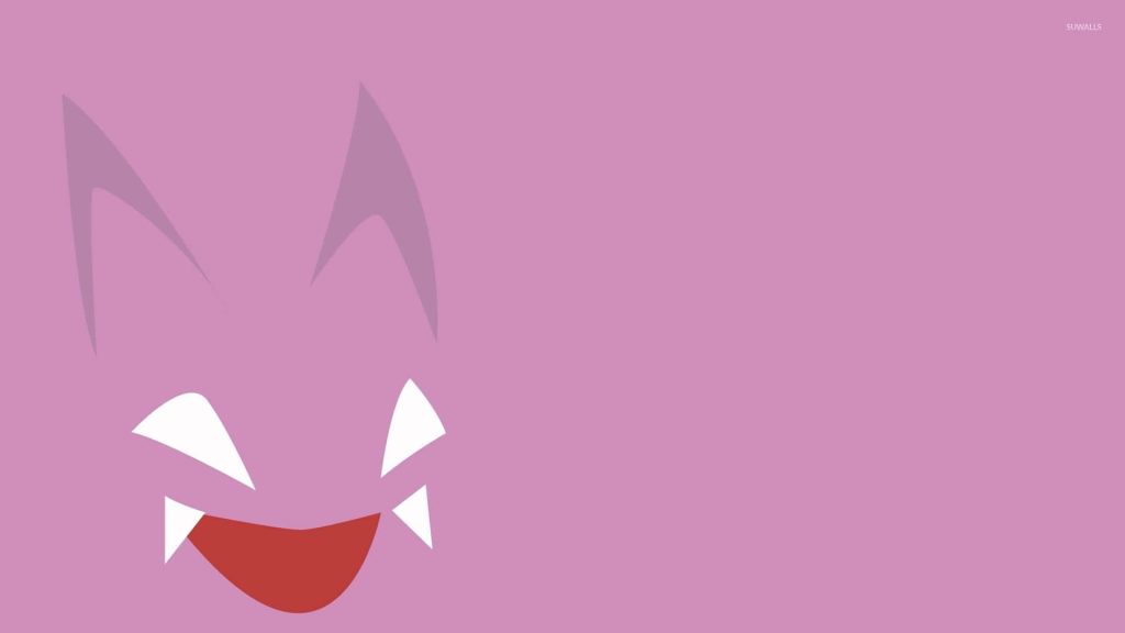 Minimalist Gligar Pokémon wallpaper with flat-design face on soft pink background desktop background
