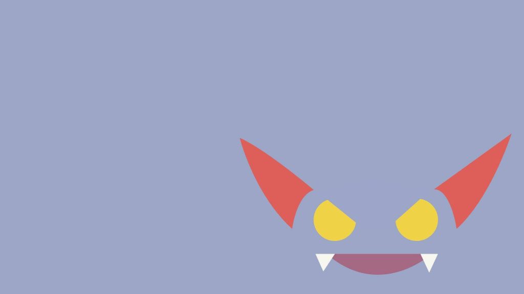 Minimalist Gliscor Pokémon vector wallpaper with red ears yellow eyes on soft blue background