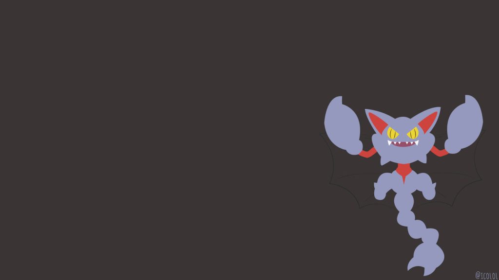 Minimalist Gliscor wallpaper flat vector art purple bat Pokémon on dark grey desktop background