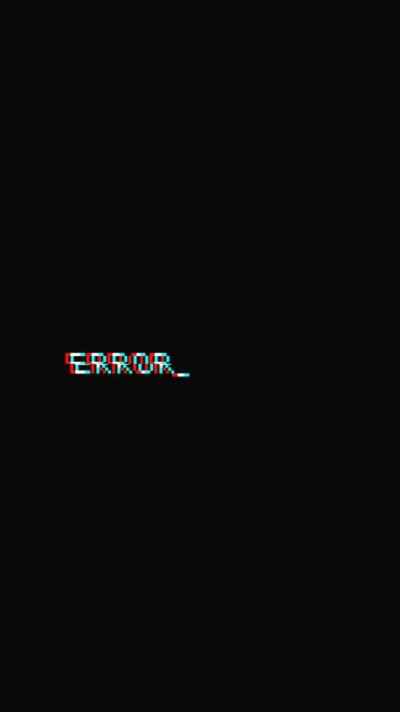 Glitchcore wallpaper with ERROR text in red and cyan glitch on black minimalist tech background