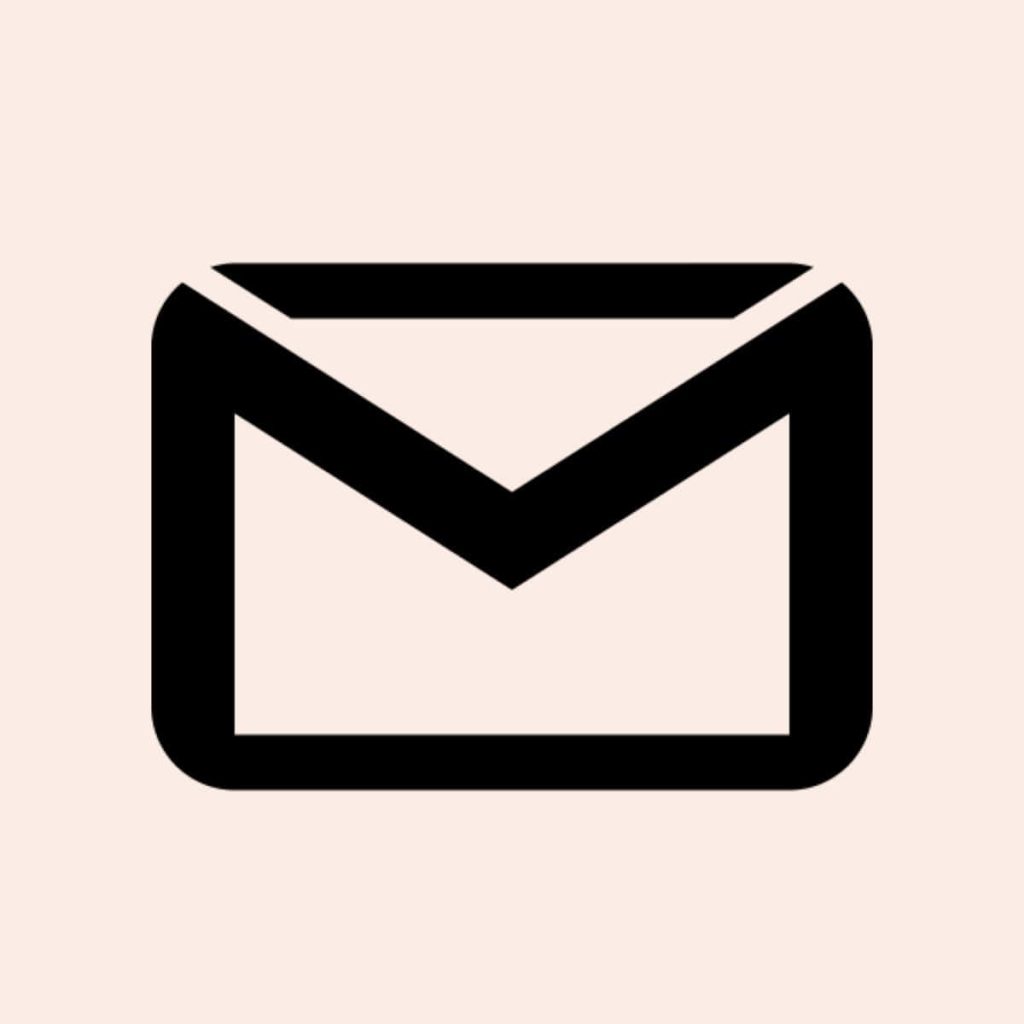 Minimalist Gmail wallpaper with bold black envelope logo on soft pastel cream background
