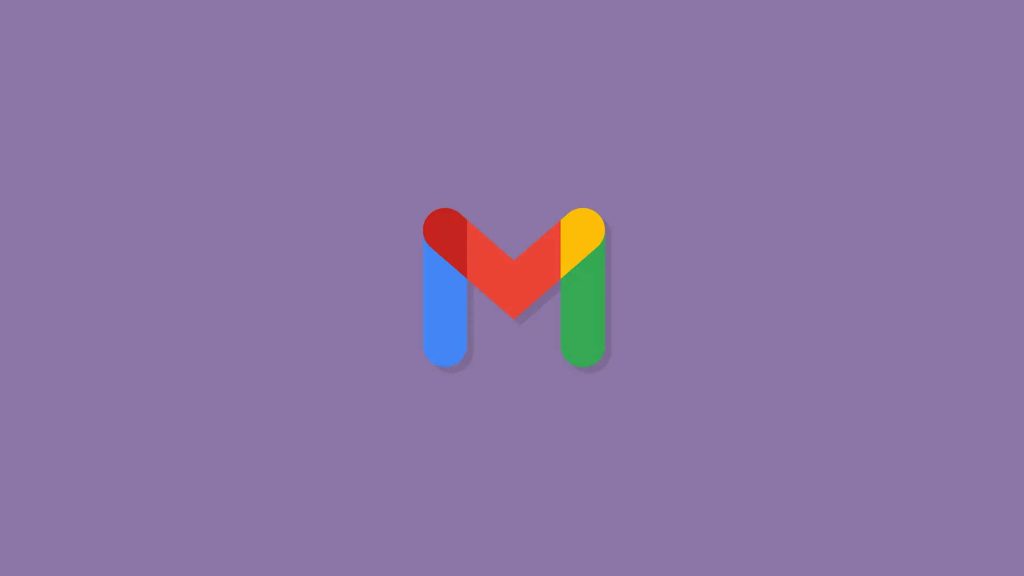 Minimalist Gmail wallpaper with colorful Google M logo on clean muted purple background design