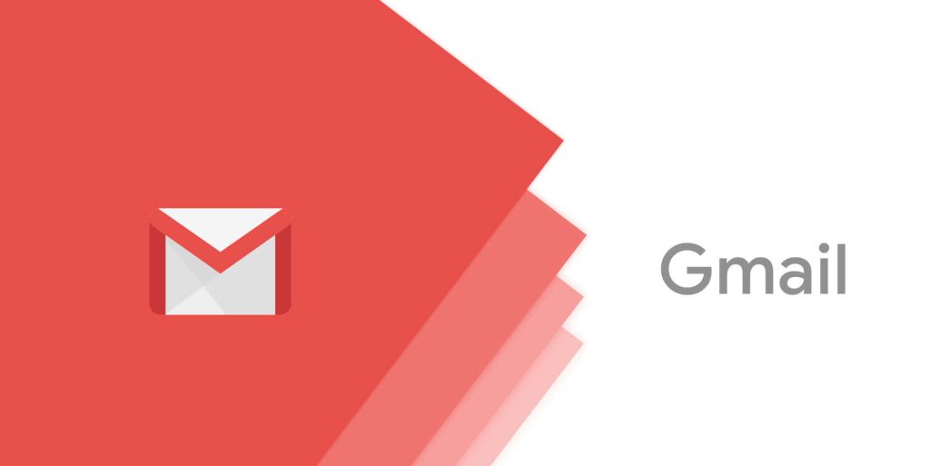 Minimalist Gmail wallpaper with red white logo and layered crimson background for desktops