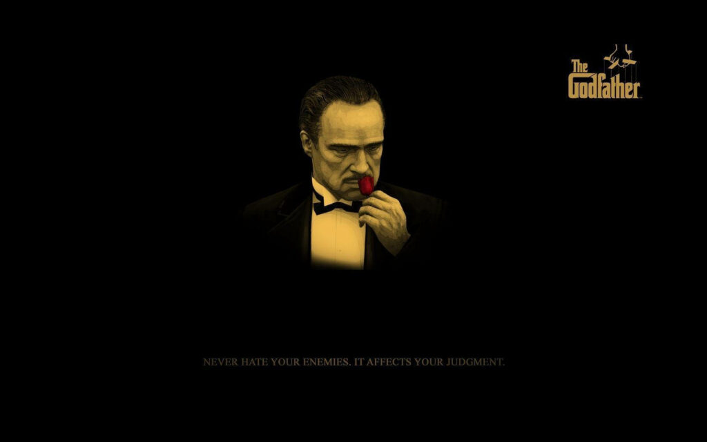 Minimalist Godfather Wallpaper: Dark Background & Rose Petal Quote