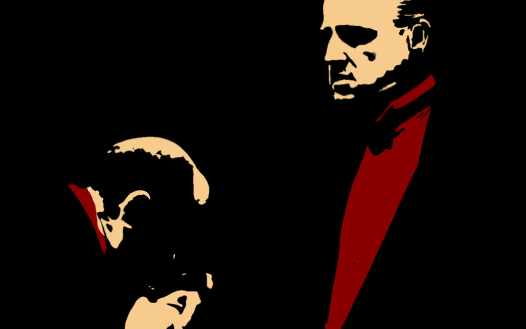 Minimalist Godfather Wallpaper: Vito Corleone's Hand-Kissing Ritual