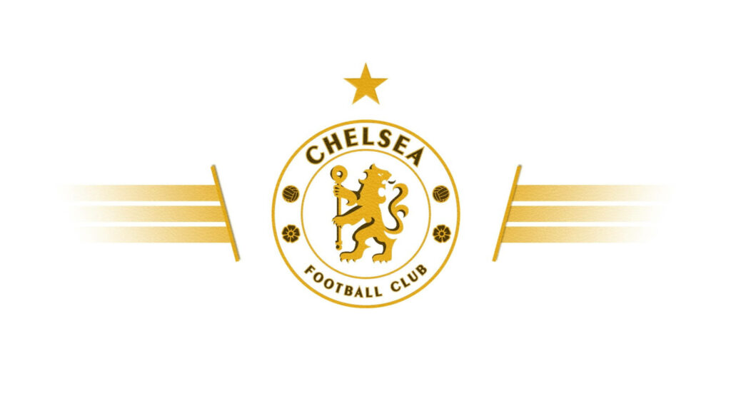 Unveiling the Glittering Gold Chelsea Emblem Wallpaper on a Pure White Background