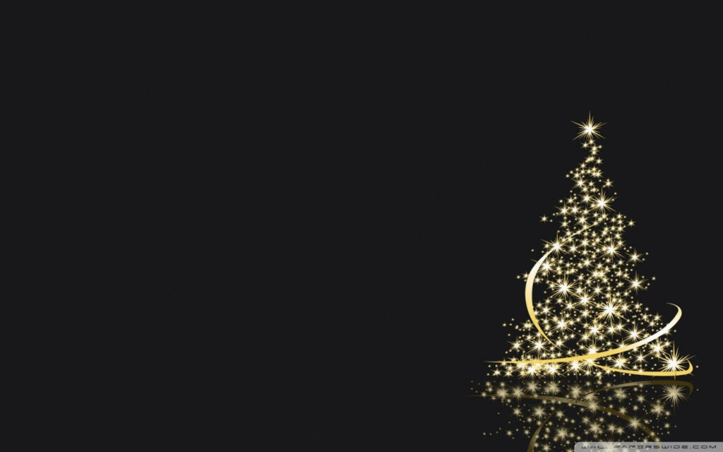 Elegant Minimalist Christmas Tree Wallpaper with Golden Sparkles