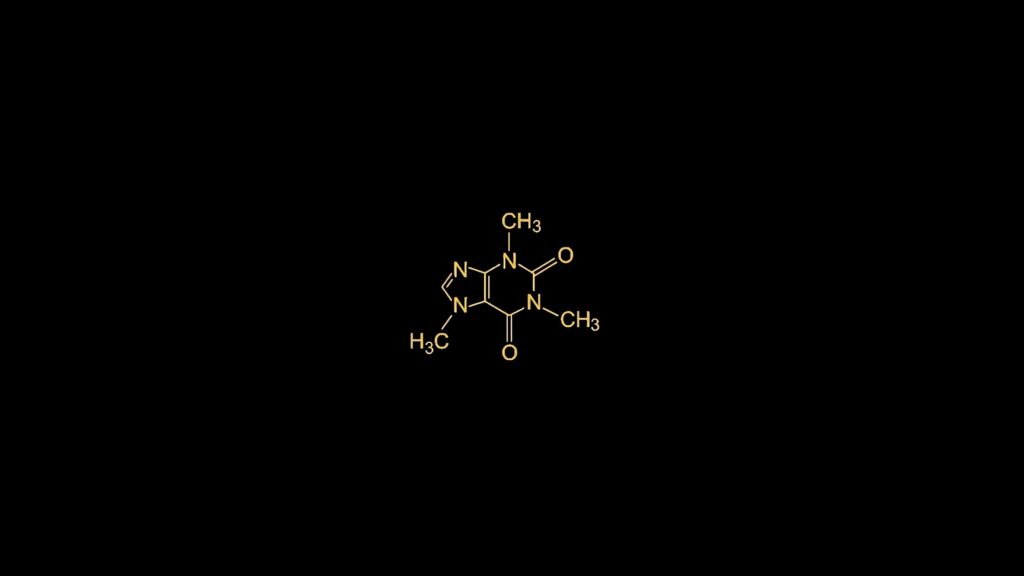 Minimalist gold molecular structure on black background elegant chemistry science wallpaper