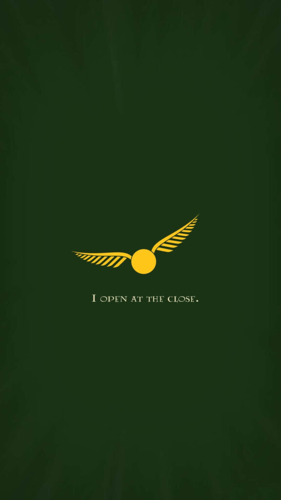 Minimalist Golden Snitch Wallpaper on Dark Green with Quote