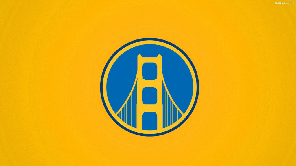 Minimalist Golden State Warriors wallpaper with blue yellow colors and Golden Gate Bridge logo