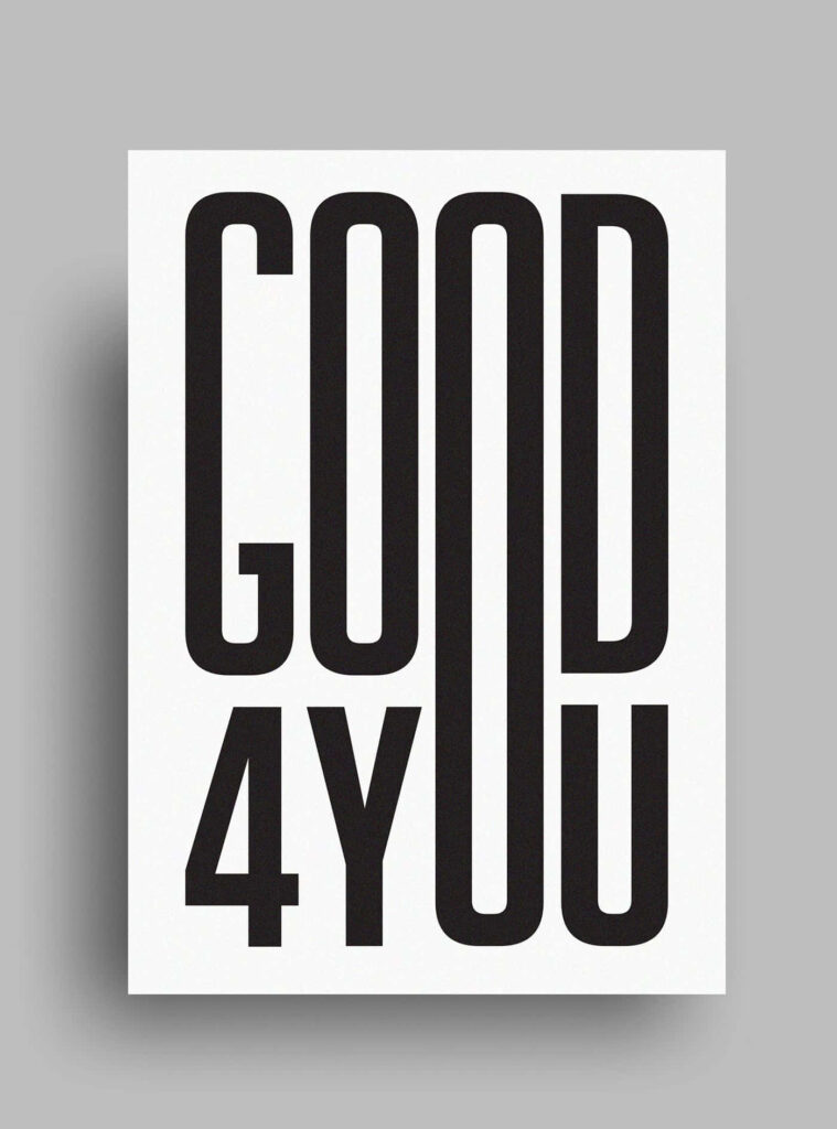 Minimalist GOOD 4 YOU Typography Wallpaper on Grey Background