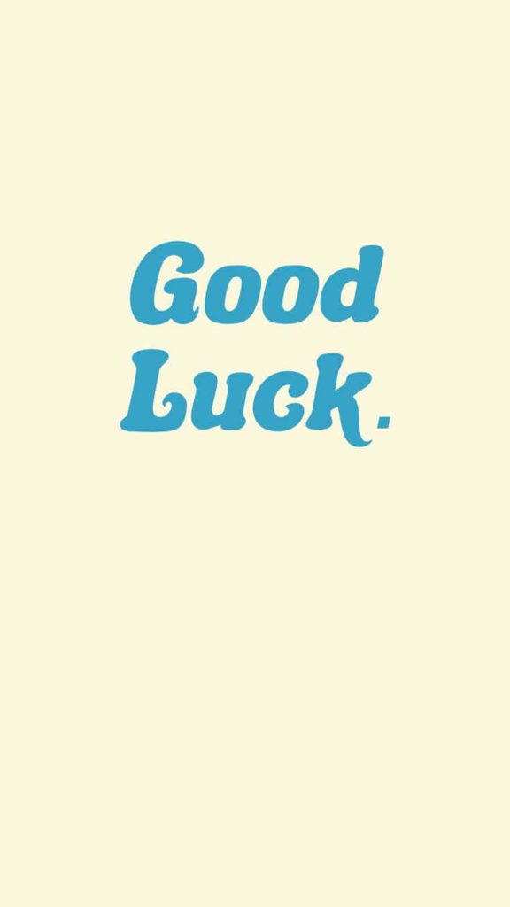 Minimalist Good Luck wallpaper bold blue retro typography on soft cream background desktop mobile