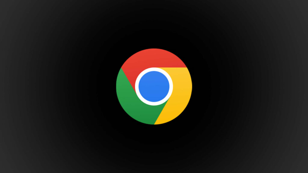 Minimalist Google Chrome logo wallpaper with vibrant red green yellow blue on dark gradient background
