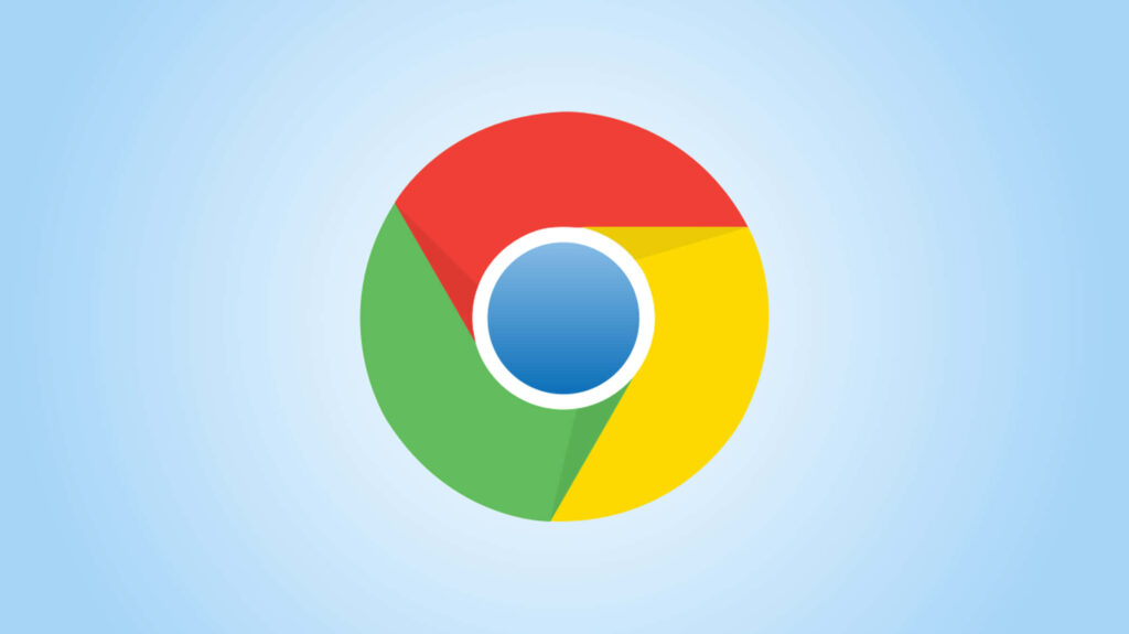 Minimalist Google Chrome logo wallpaper with vibrant red green yellow blue on blue gradient background